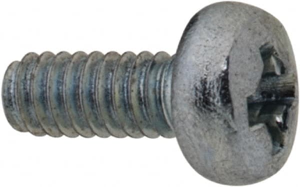 Value Collection - M2x0.40, 5mm Length Under Head Phillips Drive Machine Screw - Pan Head, Grade 4.8 Steel, Zinc-Plated Finish, Without Washer - Exact Tooling
