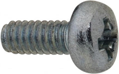Value Collection - M2x0.40, 5mm Length Under Head Phillips Drive Machine Screw - Pan Head, Grade 4.8 Steel, Zinc-Plated Finish, Without Washer - Exact Tooling