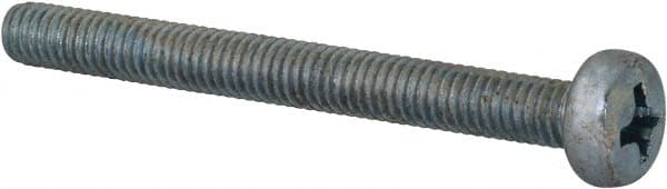 Value Collection - M4x0.70, 40mm Length Under Head Phillips Drive Machine Screw - Pan Head, Grade 4.8 Steel, Zinc-Plated Finish, Without Washer - Exact Tooling