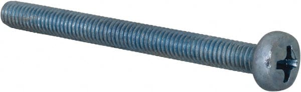 Value Collection - M4x0.70, 45mm Length Under Head Phillips Drive Machine Screw - Pan Head, Grade 4.8 Steel, Zinc-Plated Finish, Without Washer - Exact Tooling