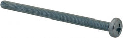 Value Collection - M4x0.70, 60mm Length Under Head Phillips Drive Machine Screw - Pan Head, Grade 4.8 Steel, Zinc-Plated Finish, Without Washer - Exact Tooling