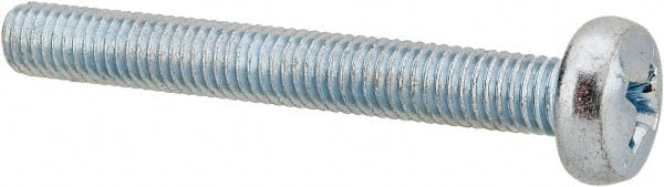 Value Collection - M5x0.80, 40mm Length Under Head Phillips Drive Machine Screw - Pan Head, Grade 4.8 Steel, Zinc-Plated Finish, Without Washer - Exact Tooling