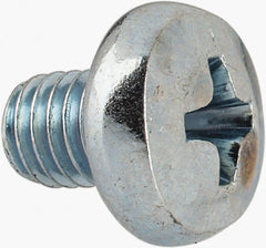 Value Collection - M5x0.80, 6mm Length Under Head Phillips Drive Machine Screw - Pan Head, Grade 4.8 Steel, Zinc-Plated Finish, Without Washer - Exact Tooling