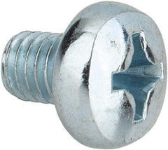 Value Collection - M6x1.00, 8mm Length Under Head Phillips Drive Machine Screw - Pan Head, Grade 4.8 Steel, Zinc-Plated Finish, Without Washer - Exact Tooling