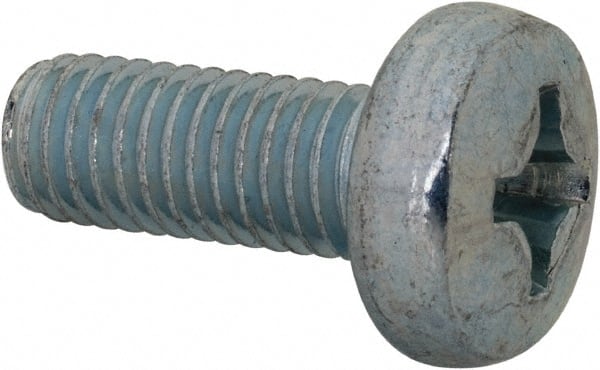 Value Collection - M8x1.25, 20mm Length Under Head Phillips Drive Machine Screw - Pan Head, Grade 4.8 Steel, Zinc-Plated Finish, Without Washer - Exact Tooling
