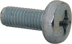 Value Collection - M8x1.25, 20mm Length Under Head Phillips Drive Machine Screw - Pan Head, Grade 4.8 Steel, Zinc-Plated Finish, Without Washer - Exact Tooling