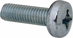 Value Collection - M8x1.25, 25mm Length Under Head Phillips Drive Machine Screw - Pan Head, Grade 4.8 Steel, Zinc-Plated Finish, Without Washer - Exact Tooling