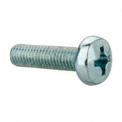 Value Collection - M8x1.25, 30mm Length Under Head Phillips Drive Machine Screw - Pan Head, Grade 4.8 Steel, Zinc-Plated Finish, Without Washer - Exact Tooling