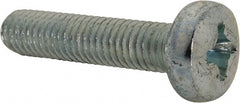 Value Collection - M8x1.25, 35mm Length Under Head Phillips Drive Machine Screw - Pan Head, Grade 4.8 Steel, Zinc-Plated Finish, Without Washer - Exact Tooling