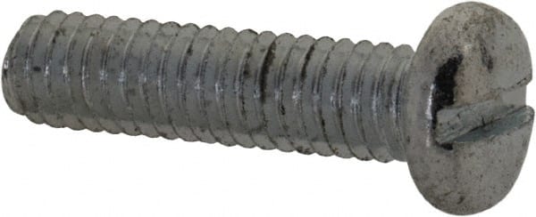 Value Collection - M2.5x0.45, 10mm Length Under Head Slotted Drive Machine Screw - Pan Head, Grade 4.8 Steel, Zinc-Plated Finish, Without Washer - Exact Tooling