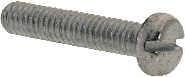 Value Collection - M2.5x0.45, 12mm Length Under Head Slotted Drive Machine Screw - Pan Head, Grade 4.8 Steel, Zinc-Plated Finish, Without Washer - Exact Tooling