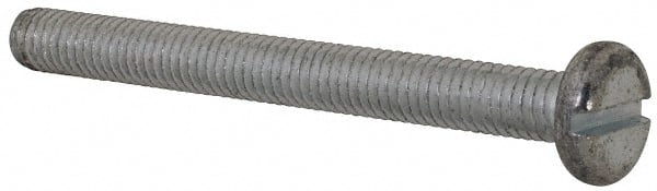 Value Collection - M6x1.00, 60mm Length Under Head Slotted Drive Machine Screw - Pan Head, Grade 4.8 Steel, Zinc-Plated Finish, Without Washer - Exact Tooling