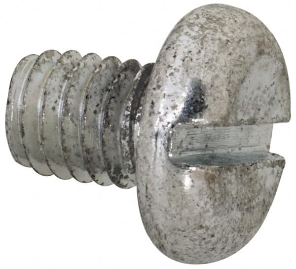 Value Collection - M6x1.00, 8mm Length Under Head Slotted Drive Machine Screw - Pan Head, Grade 4.8 Steel, Zinc-Plated Finish, Without Washer - Exact Tooling