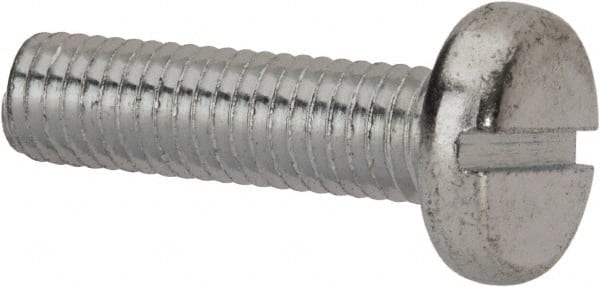 Value Collection - M8x1.25, 30mm Length Under Head Slotted Drive Machine Screw - Pan Head, Grade 4.8 Steel, Zinc-Plated Finish, Without Washer - Exact Tooling