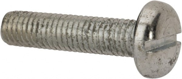 Value Collection - M8x1.25, 35mm Length Under Head Slotted Drive Machine Screw - Pan Head, Grade 4.8 Steel, Zinc-Plated Finish, Without Washer - Exact Tooling