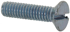 Value Collection - M2.5x0.45, 10mm OAL Slotted Drive Machine Screw - Flat Head, Grade 4.8 Steel, Zinc-Plated Finish, Without Washer - Exact Tooling