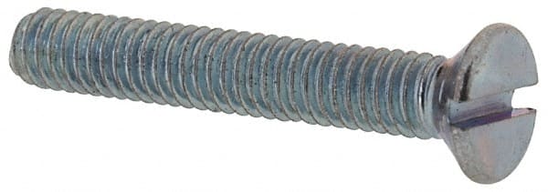 Value Collection - M2.5x0.45, 16mm OAL Slotted Drive Machine Screw - Flat Head, Grade 4.8 Steel, Zinc-Plated Finish, Without Washer - Exact Tooling