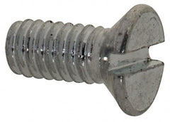 Value Collection - M2.5x0.45, 6mm OAL Slotted Drive Machine Screw - Flat Head, Grade 4.8 Steel, Zinc-Plated Finish, Without Washer - Exact Tooling