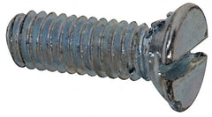 Value Collection - M2.5x0.45, 8mm OAL Slotted Drive Machine Screw - Flat Head, Grade 4.8 Steel, Zinc-Plated Finish, Without Washer - Exact Tooling