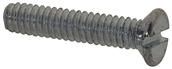 Value Collection - M2x0.40, 10mm OAL Slotted Drive Machine Screw - Flat Head, Grade 4.8 Steel, Zinc-Plated Finish, Without Washer - Exact Tooling