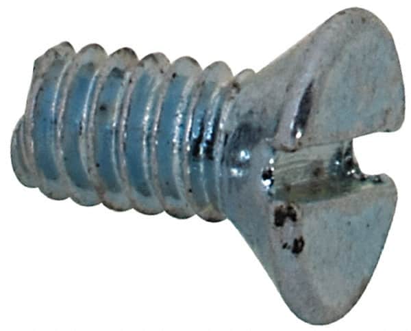 Value Collection - M2x0.40, 4mm OAL Slotted Drive Machine Screw - Flat Head, Grade 4.8 Steel, Zinc-Plated Finish, Without Washer - Exact Tooling