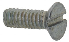 Value Collection - M2x0.40, 6mm OAL Slotted Drive Machine Screw - Flat Head, Grade 4.8 Steel, Zinc-Plated Finish, Without Washer - Exact Tooling