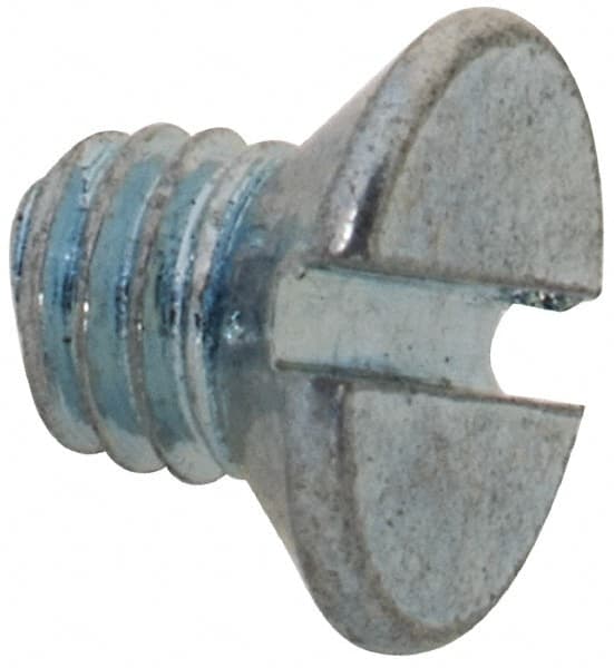 Value Collection - M3x0.50, 4mm OAL Slotted Drive Machine Screw - Flat Head, Grade 4.8 Steel, Zinc-Plated Finish, Without Washer - Exact Tooling