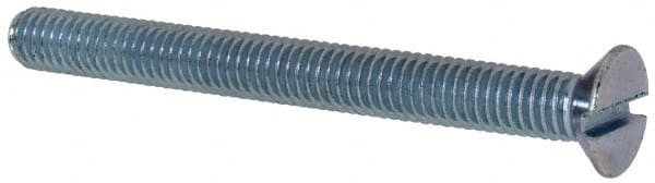 Value Collection - M6x1.00, 60mm OAL Slotted Drive Machine Screw - Flat Head, Grade 4.8 Steel, Zinc-Plated Finish, Without Washer - Exact Tooling