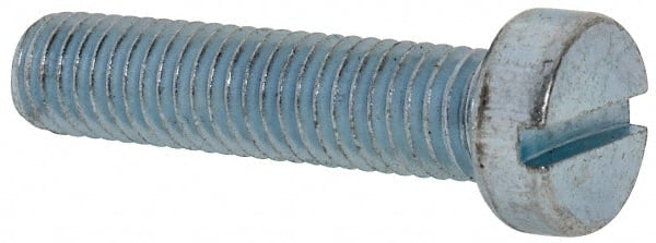 Value Collection - M8x1.25, 35mm Length Under Head Slotted Drive Machine Screw - Cheese Head, Grade 4.8 Steel, Zinc-Plated Finish, Without Washer - Exact Tooling