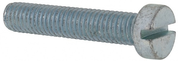 Value Collection - M8x1.25, 40mm Length Under Head Slotted Drive Machine Screw - Cheese Head, Grade 4.8 Steel, Zinc-Plated Finish, Without Washer - Exact Tooling