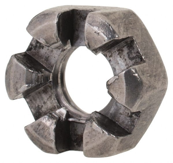 Value Collection - 1/4-20 UNC Grade 2 Steel Slotted Locknut - 7/16" Width Across Flats, 7/32" High, Uncoated - Exact Tooling