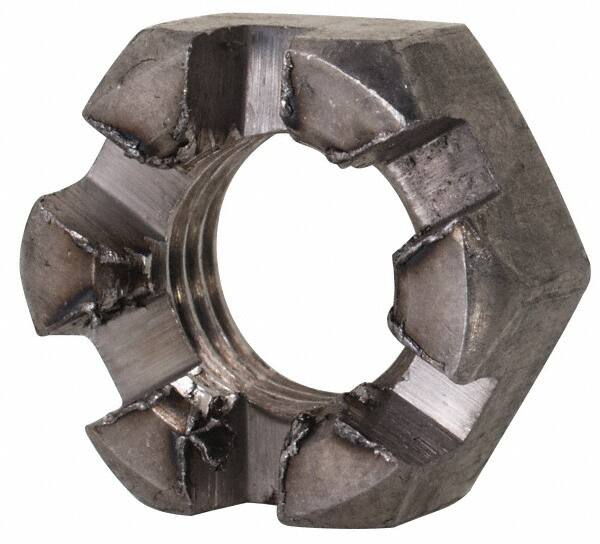 Value Collection - 5/16-24 UNF Grade 2 Steel Slotted Locknut - 1/2" Width Across Flats, 17/64" High, Uncoated - Exact Tooling