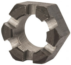Value Collection - 1-1/8 - 12 UNF Grade 2 Steel Slotted Locknut - 1-11/16" Width Across Flats, 31/32" High, Uncoated - Exact Tooling