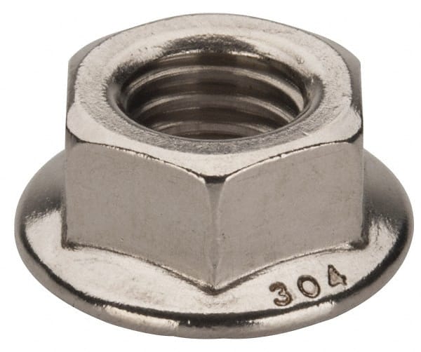 Value Collection - 1/2-13, 1.031" Flange Diam, Serrated Flange Nut - Grade 18-8 Stainless Steel, Uncoated Finish, 0.458" Flange Height - Exact Tooling