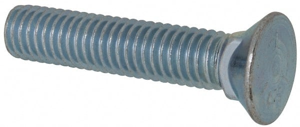 Value Collection - 7/16-14 UNC, 2-1/4" OAL, Steel Plow Bolt - Zinc-Plated Finish, Grade 5 - Exact Tooling
