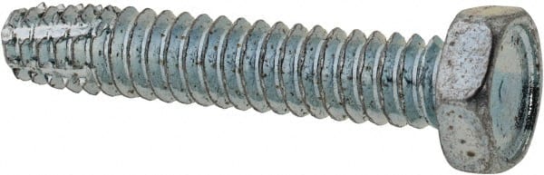 Value Collection - #10-24 UNC Thread, 1" Length Under Head, Hex Drive Steel Thread Cutting Screw - Hex Head, Grade 2, Point Type F, Zinc-Plated Finish - Exact Tooling