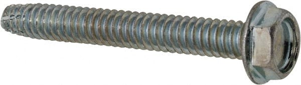 Value Collection - #10-24 UNC Thread, 1-1/2" Length Under Head, Hex Drive Steel Thread Cutting Screw - Hex Head, Grade 2, Point Type F, Zinc-Plated Finish - Exact Tooling