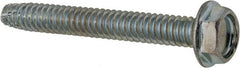 Value Collection - #10-24 UNC Thread, 1-1/2" Length Under Head, Hex Drive Steel Thread Cutting Screw - Hex Head, Grade 2, Point Type F, Zinc-Plated Finish - Exact Tooling