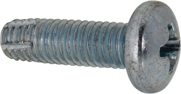 Value Collection - #10-32 UNF Thread, 5/8" Length Under Head, Phillips Drive Steel Thread Cutting Screw - Pan Head, Grade 2, Point Type F, Zinc-Plated Finish - Exact Tooling