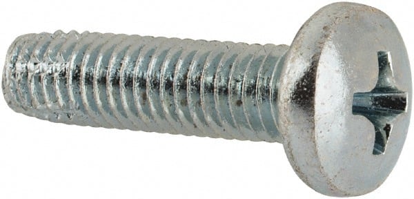 Value Collection - #10-32 UNF Thread, 3/4" Length Under Head, Phillips Drive Steel Thread Cutting Screw - Pan Head, Grade 2, Point Type F, Zinc-Plated Finish - Exact Tooling