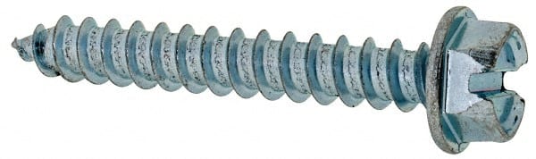 Value Collection - #14 Hex Washer Head Slotted Sheet Metal Screw - Steel, 1-3/4" Length Under Head, Grade 2 - Exact Tooling