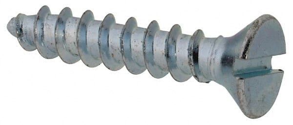 Value Collection - #10 Flat Head Slotted Sheet Metal Screw - Steel, 1" OAL, Grade 2 - Exact Tooling