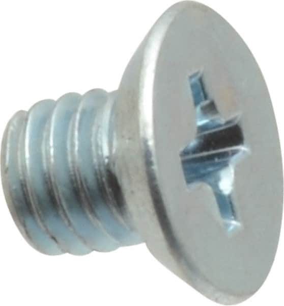 Value Collection - #10-32 UNF, 1/4" OAL Phillips Drive Machine Screw - Flat Head, Grade 2 Steel, Zinc-Plated Finish, Without Washer - Exact Tooling