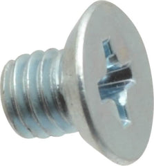 Value Collection - #10-32 UNF, 1/4" OAL Phillips Drive Machine Screw - Flat Head, Grade 2 Steel, Zinc-Plated Finish, Without Washer - Exact Tooling