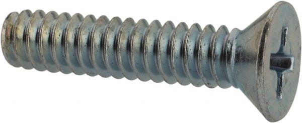 Value Collection - #10-24 UNC, 7/8" OAL Phillips Drive Machine Screw - Flat Head, Grade 2 Steel, Zinc-Plated Finish, Without Washer - Exact Tooling