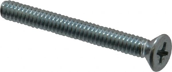 Value Collection - #10-24 UNC, 1-3/4" OAL Phillips Drive Machine Screw - Flat Head, Grade 2 Steel, Zinc-Plated Finish, Without Washer - Exact Tooling