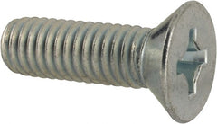 Value Collection - 3/8-16 UNC, 1-1/4" OAL Phillips Drive Machine Screw - Flat Head, Grade 2 Steel, Zinc-Plated Finish, Without Washer - Exact Tooling
