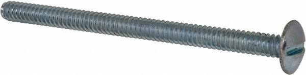 Value Collection - #6-32 UNC, 2" Length Under Head Slotted Drive Machine Screw - Truss Head, Grade 2 Steel, Zinc-Plated Finish, Without Washer - Exact Tooling
