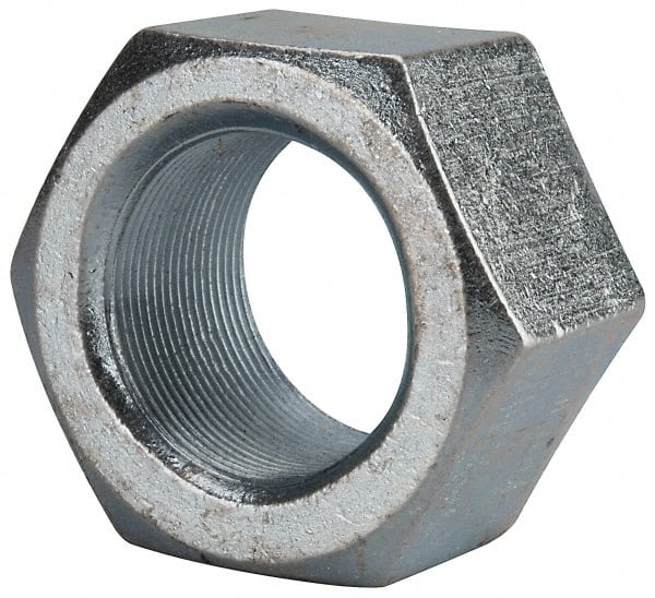 Value Collection - 2-12 UN Steel Right Hand Hex Nut - 3" Across Flats, 1-23/32" High, Zinc Clear Finish - Exact Tooling