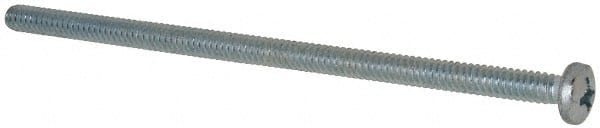 Value Collection - #6-32 UNC, 3" Length Under Head Phillips Drive Machine Screw - Pan Head, Grade 2 Steel, Zinc-Plated Finish, Without Washer - Exact Tooling